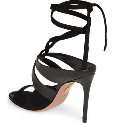 Shop Aquazzura Mabel Ankle Strap Sandal In Black Suede