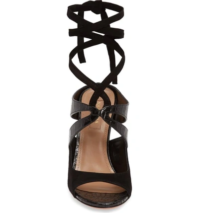 Shop Aquazzura Mabel Ankle Strap Sandal In Black Suede