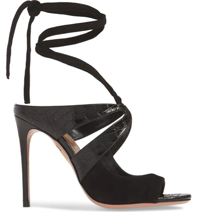 Shop Aquazzura Mabel Ankle Strap Sandal In Black Suede