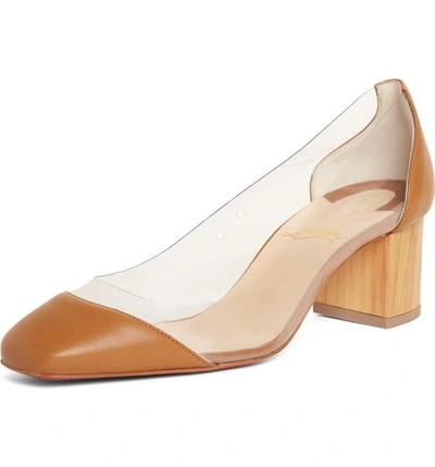 Shop Christian Louboutin Grandola Clear Pump In Camel