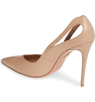 Shop Aquazzura Shiva Cutout Pointy Toe Pump In Dark Nude Leather