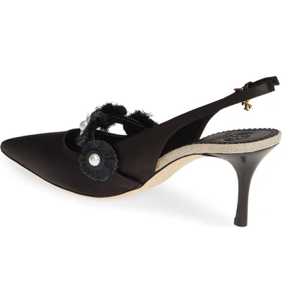 Shop Tory Burch Penelope Imitation Pearl Slingback Pump In Perfect Black / Natural