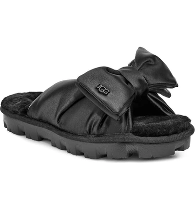 Ugg Lushette Satin Puffer Slippers In Black Fabric | ModeSens