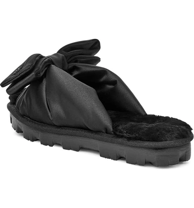 Ugg Lushette Satin Puffer Slippers In Black Fabric | ModeSens