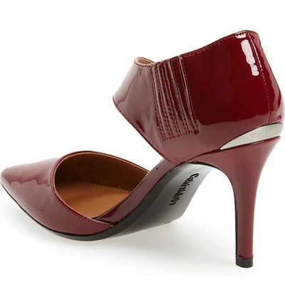 Shop Calvin Klein 'gella' Pointy Toe Pump In Red Rock Patent
