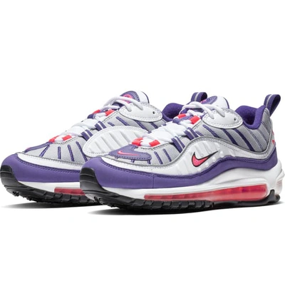 Shop Nike Air Max 98 Running Shoe In White/ Pink/ Reflect Silver
