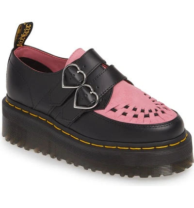 Dr. Martens X Lazy Oaf Buckle Platform Loafer In Black/ Pink Suede |  ModeSens