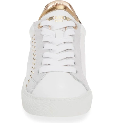Shop Zadig & Voltaire Back Wild Studded Sneaker In Blanc