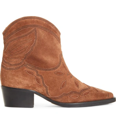 Shop Ganni Texas Short Western Boot In Tapioca