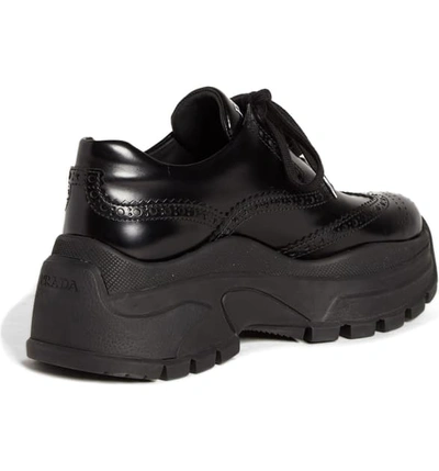 Shop Prada Flatform Oxford Sneaker In Black