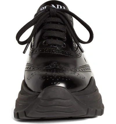 Shop Prada Flatform Oxford Sneaker In Black