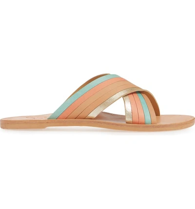 Shop Beek Palila Crisscross Slide Sandal In Multi Pastel/ Natural