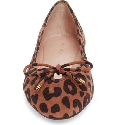 Shop Stuart Weitzman Gabby Bow Flat In Camel Cheetah Sue