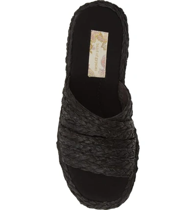 Shop Band Of Gypsies Solstice Platform Slide Sandal In Black Raffia Rope