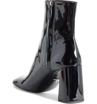 Shop Prada Block Heel Patent Leather Bootie In Black Patent