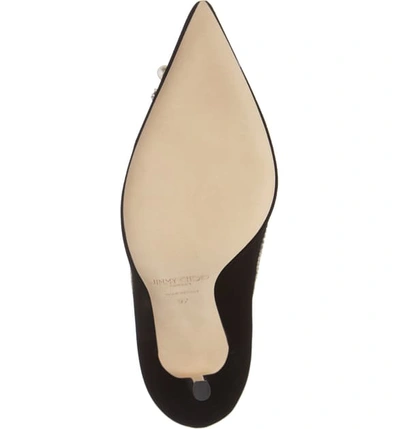 Shop Jimmy Choo Love Embellished Pointed Toe Pump In Black/ Crystal