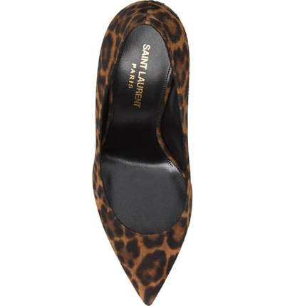 Shop Saint Laurent Anja Leopard Print Pointy Toe Pump