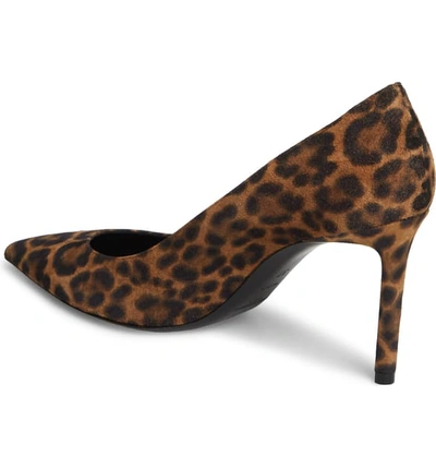 Shop Saint Laurent Anja Leopard Print Pointy Toe Pump