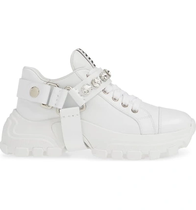 Crystal Harness Platform Sneaker In Bianco