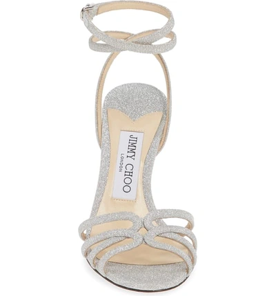 Shop Jimmy Choo Mimi Ankle Strap Sandal In Ice Silver Glitter
