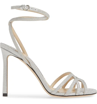 Shop Jimmy Choo Mimi Ankle Strap Sandal In Ice Silver Glitter