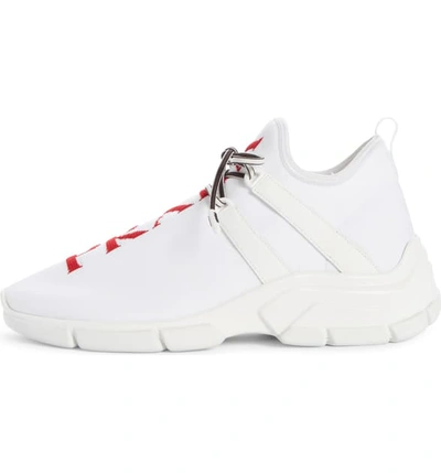 Shop Prada Xy Logo Sock Sneaker In White/ Red