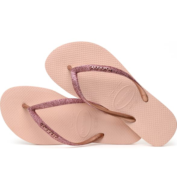 havaianas slim glitter rose gold