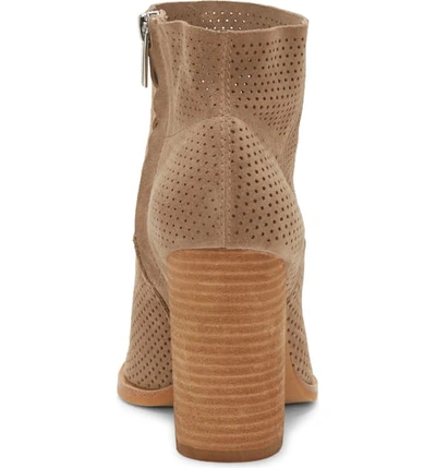 Shop Vince Camuto Cava Perforated Pointy Toe Boot In Wild Mushroom Suede