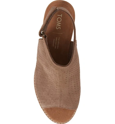 Shop Toms Grenada Perforated Block Heel Sandal In Taupe Grey Suede