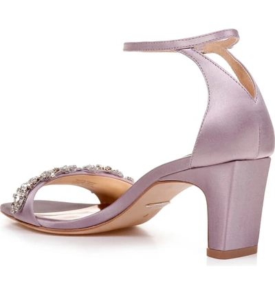 Shop Badgley Mischka Alison Crystal Embellished Ankle Strap Sandal In Soft Lilac Satin