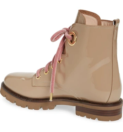 Shop Agl Attilio Giusti Leombruni Combat Boot In Taupe Patent