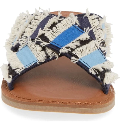 Shop Toms Viv Sandal In Navy Denim Fabric