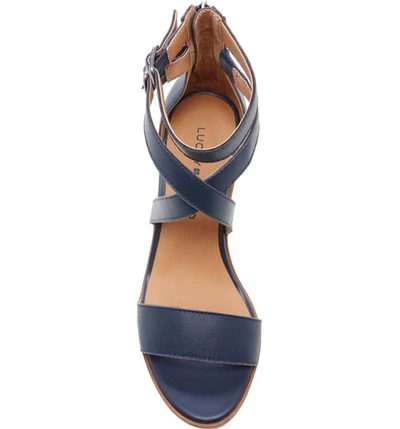 Shop Lucky Brand Ressia Double Ankle Strap Sandal In Indigo Leather