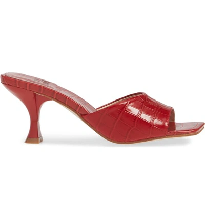 Shop Jeffrey Campbell Mr-big Slide Sandal In Red Crocodile Print Leather