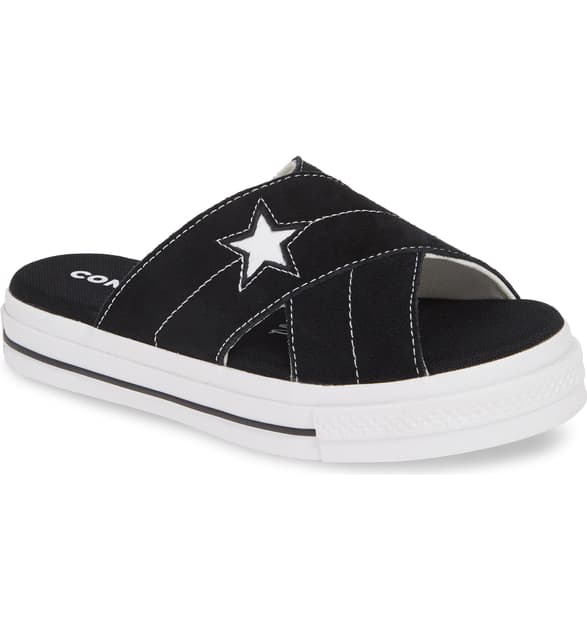 converse one star black sandals