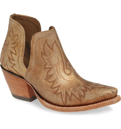 Shop Ariat Dixon Bootie In Distressed Gold Leather