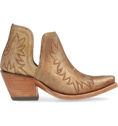 Shop Ariat Dixon Bootie In Distressed Gold Leather