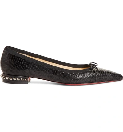 Shop Christian Louboutin Spike Heel Flat In Black Leather