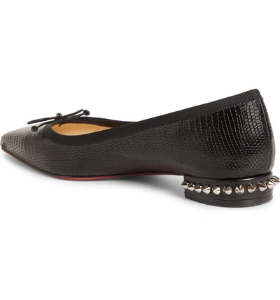 Shop Christian Louboutin Spike Heel Flat In Black Leather