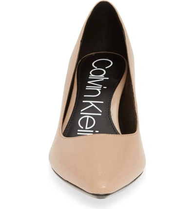 Shop Calvin Klein Nita Pointy Toe Pump In Desert Sand Leather