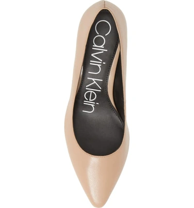 Shop Calvin Klein Nita Pointy Toe Pump In Desert Sand Leather