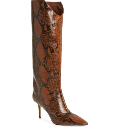 Shop Jimmy Choo Brelan Tall Boot In Cuoio Snakeprint