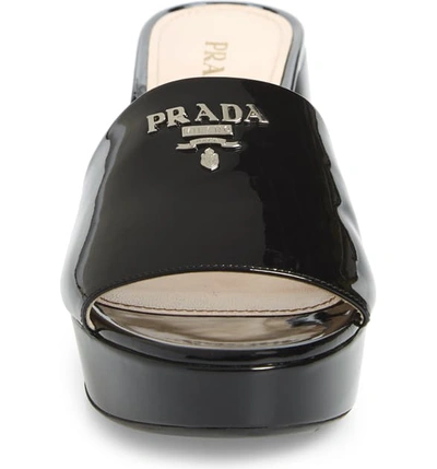 Shop Prada Platform Slide Sandal In Black Patent