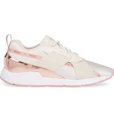 Shop Puma Muse X-2 Metallic Sneaker In Pastel Parchment/ Rose Gold