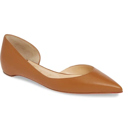 Shop Christian Louboutin Iriza Half D'orsay Flat In Brown