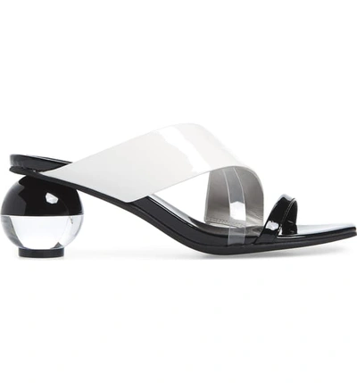 Shop Jeffrey Campbell Laterall Ball Heel Slide Sandal In Black Patent/ White/ Clear