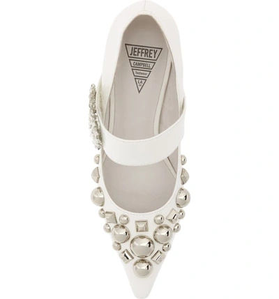 Shop Jeffrey Campbell Otelia Crystal Embellished Pump In White Patent Silver