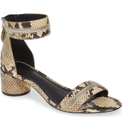 Shop Rebecca Minkoff Ortenne Ankle Strap Sandal In Butter Snake Embossed Leather