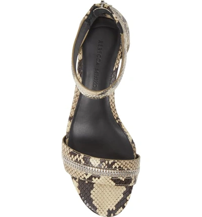 Shop Rebecca Minkoff Ortenne Ankle Strap Sandal In Butter Snake Embossed Leather