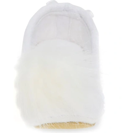 Shop Patricia Green Meghan Faux Fur Pom Slipper In White Fabric